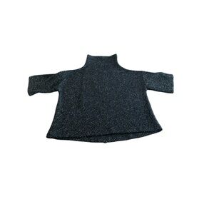 Melissa Nepton Black & White Marled short sleeve mock neck sweater. Size large
